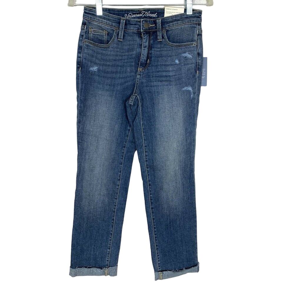 Universal Thread Straight Crop Jeans Distressed Women's Size 0 - Picture 6 of 6